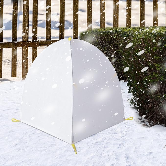 DECOHS 28 x 28 x 33 lnch Warm Plant Protection Tent- Winter Plant Covers Freeze Protection- Plant Snow & Frost Shrub Covers with Stakes Protecting Fruit Tree Potted Plants from Freezing Animals Eating