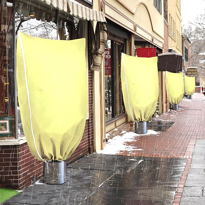 2 Pack Plant Covers Freeze Protection with Zipper Drawstring, 31.4" X 47.2" Winter Cold Weather Frost Covers Shrubs Trees Jacket for Outdoor Plants Fruit Tree Plant Protection Cover Bags