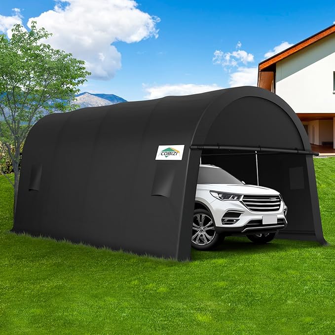 COBIZI Carports 10x20 Heavy Duty Car Canopy Garage with Removable Doors & Vents, Large Space Galvanized Frame Portable Carport Canopy Outdoor Storage Shelter with All-Season Tarp for Car Boat Truck