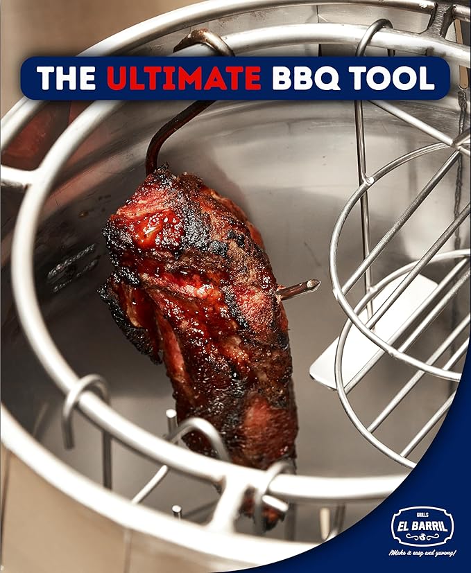 EL BARRIL 13lbs Grill & Smoker Barrel, Stainless Steel Charcoal Smoker Grill – Portable Outdoor Smokers with Grilling Accessories & Carry Bag