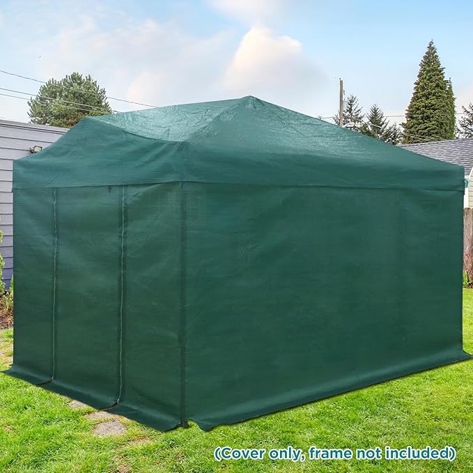 EAGLE PEAK Replacement Mesh Cover for 12x8 Portable Walk-in Pop up Greenhouse, Front and Rear Zippered Entry Doors (Frame Not Included), Green