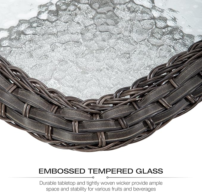 Joyside Outdoor Swivel Rocker Patio Chairs Set of 2 and Matching Side Table - 3 Piece Wicker Patio Bistro Set with Premium Fabric Cushions(Mixed Grey/Beige)