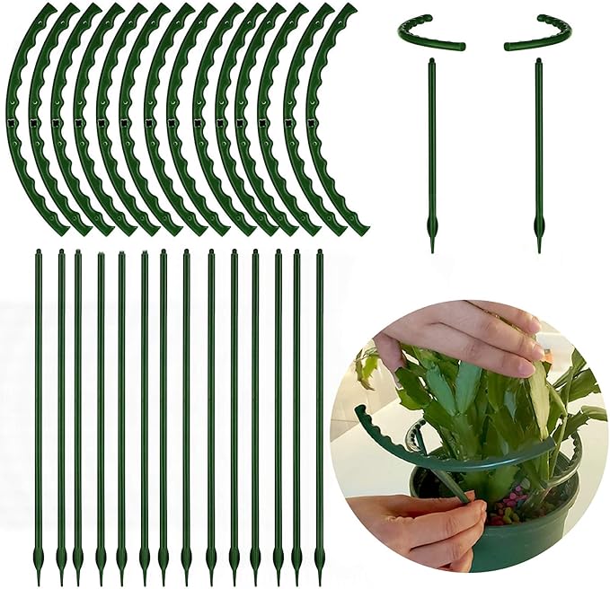 14Pcs Plant Support Stake Half Round Plant Support Ring Garden Flower Support for Tomato, Hydrangea, Indoor Plants, 6.3" Wide X 10.3" High