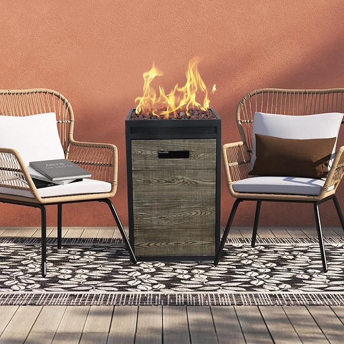 Afterglow TerraFab 28" Round 30,000 BTU Propane Fire Bowl Fire Pit for Outdoor Patio Garden Backyard Decking Decor CSA Certificated