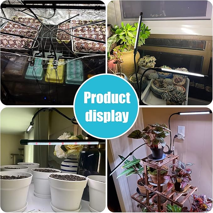 Black Grow Lights for Indoor Plants, 126LEDs Clip Plant Lights, Full Spectrum LED Plant Growing Lamps with Flexible Gooseneck,4/8/12/18H Timer, 3 Spectral Modes, 10 Dimmable Levels,3 Head 1 Pack