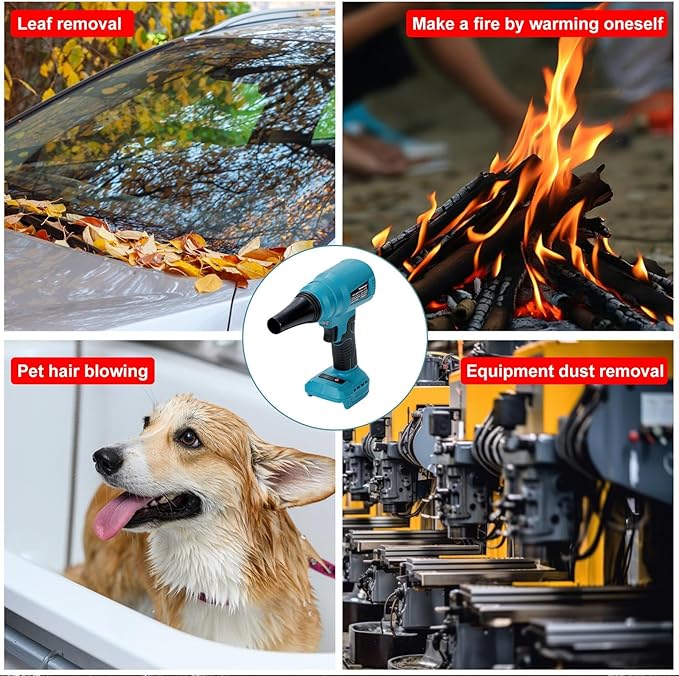 Cordless Leaf Blower for M@Kita 18V Battery - High-Speed, Brushless Motor, 15000 Pa, Lightweight Design for Leaves,Dust,Snow, Lawn Care,Patio Cleaning (Battery Not Included)