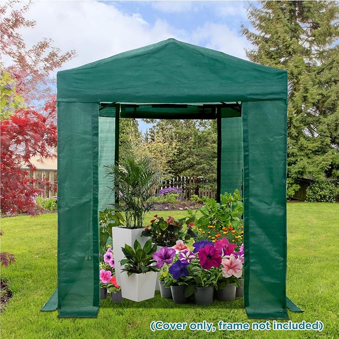 EAGLE PEAK Replacement Mesh Cover for 8x6 Portable Walk-in Pop up Greenhouse, Front and Rear Zippered Entry Doors (Frame Not Included), Green