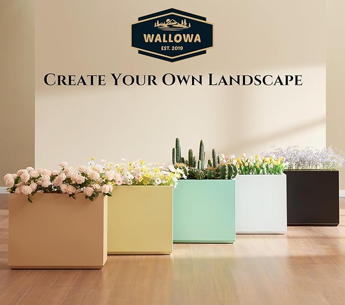 Metallic Heavy Outdoor Planter Box, Span Plant Container, Long and Tall Divider Flower Pot, 30Lx10Wx24H, White, No Assembly 30.8 Pounds