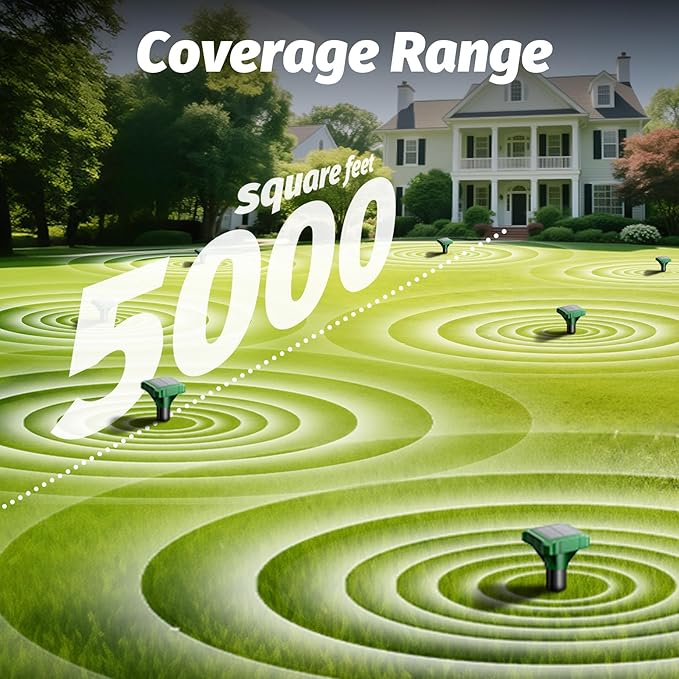 Solar Powered Mole Repeller Gopher Deterrent 8 Pack Outdoor Groundhog Repellent Ultrasonic Snake Armadillo Repeller Waterproof Effective for Yard Lawn Garden