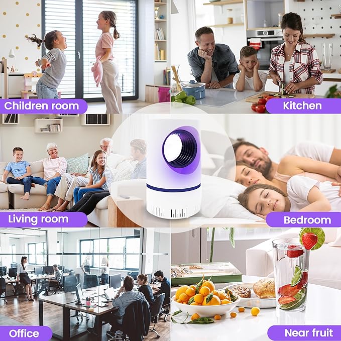 Flying Insect Trap Fruit Fly Traps Fan Powered Indoor Bug Catcher for Mosquitoes, Gnats, Moths & Fruit Flies, Silent & Effective (2, White)