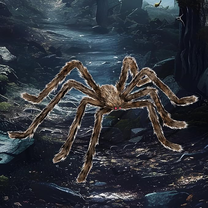 Halloween Decorations Outdoor and Indoor,78" Giant Spider Decorations,Scary Large Spider Props for Yard Lawn,Halloween Party Decorations,Haunted House Decor,Golden