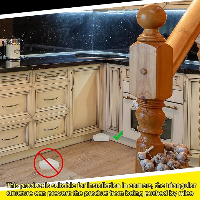 Qualirey 4 Pcs Mice Station with Key Triangle Bait Station Reusable Rodent Trap Bait Box, Keeps Children and Pets Safe Indoor & Outdoor, Bait Not Included, Suitable for Small Mice (Translucent)