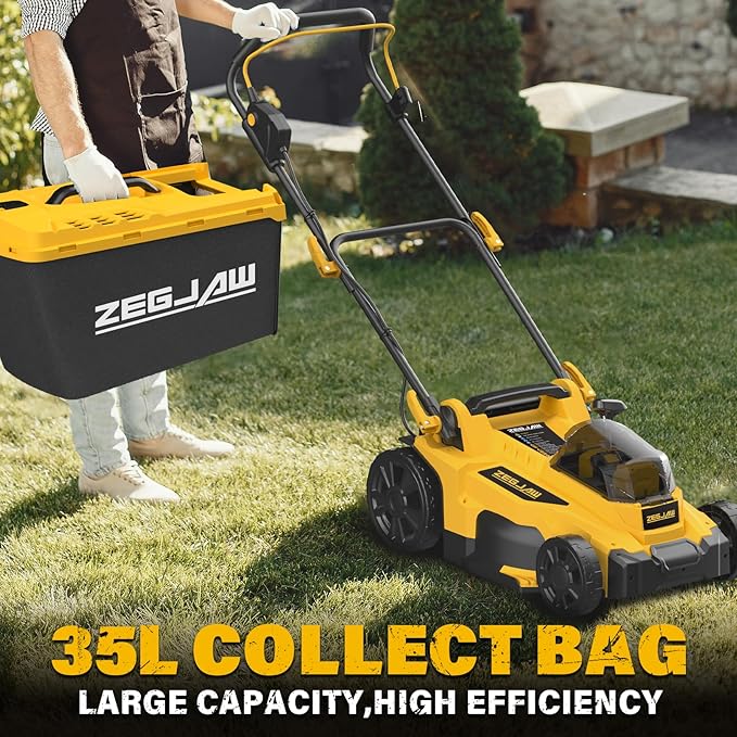 Electric Lawn Mower Cordless,15-Inch Lawn Mower with 2pcs 4.0Ah Batteries and Charger,2-in-1 Electric Mower with 6-Position Height Adjustment & Foldable Handle