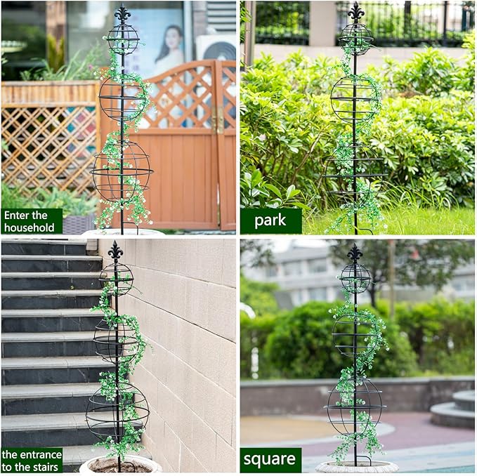 Obelisk Trellis - Elegant 49.5 x 12 Inch Metal Climbing Plant Support for Outdoor Roses, Potted Vines, and Flower Gardens - Perfect Decorative Accent for Home and Garden Decor