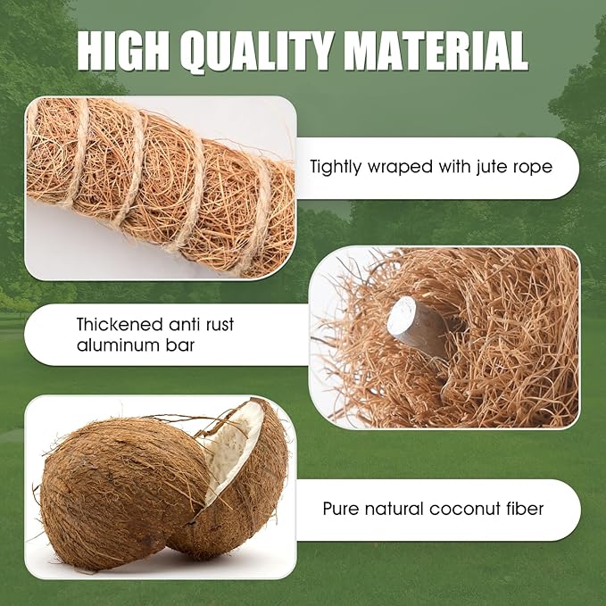 4 Pack Moss Pole, 50 Inch Moss Poles for Climbing Plants Stakes Indoor Monstera Support Tall Large Bendable Long Coco Coir DIY for Potted Plants, Pothos, Philodendron