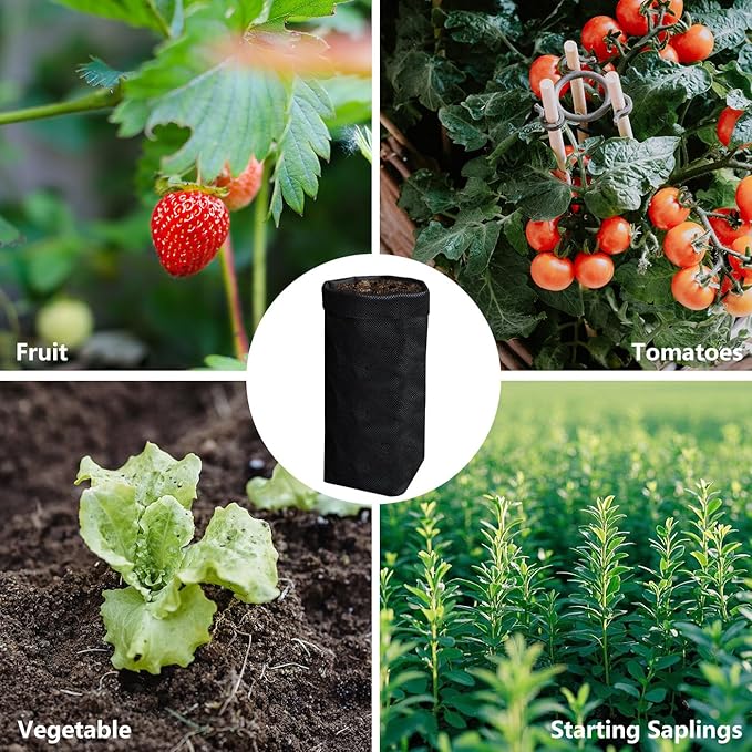 Belit 50 Pcs 13.5" H Deep Nursery Grow Bags, Non-Woven Plants Pots Container for Starting Deep Rooted Plants Vegetable, Flower, Seedling Tree, Black