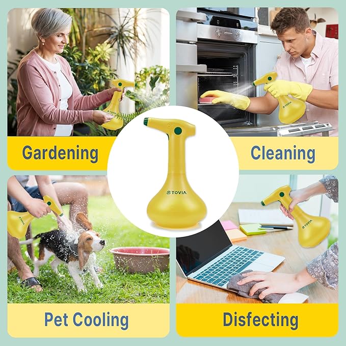 T TOVIA: Garden Sprayer 1 Liter Battery Spray Bottle Powered Electric, Rechargeable, Portable Garden , Plant Mister Spray Bottle , Outdoor and Indoor Plants,Cleans and Gardens, Handheld Powered