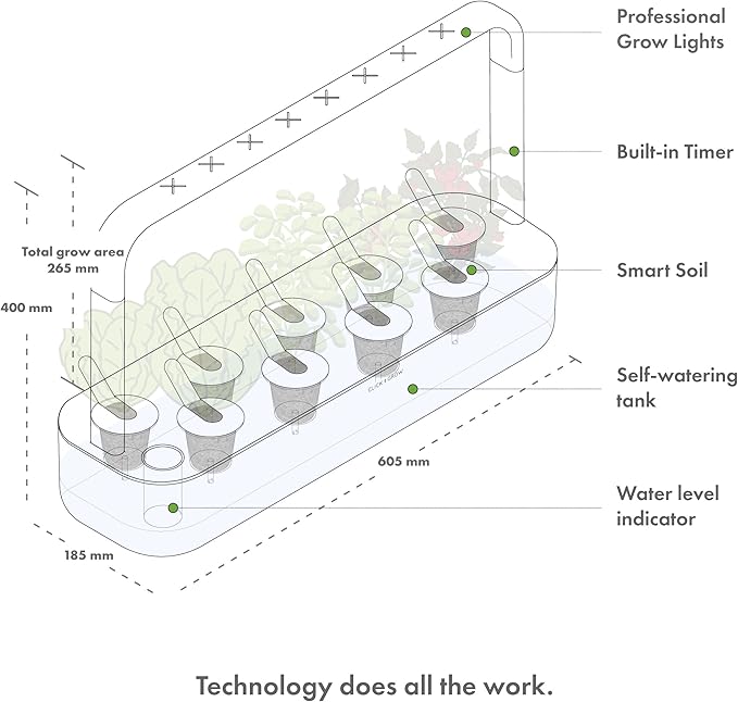 Click & Grow Indoor Herb Garden Kit with Grow Light | Easier Than Hydroponics Growing System | Smart Garden for Home Kitchen Windowsill | Vegetable & Herb Garden Starter Kit with 9 Plant pods, White