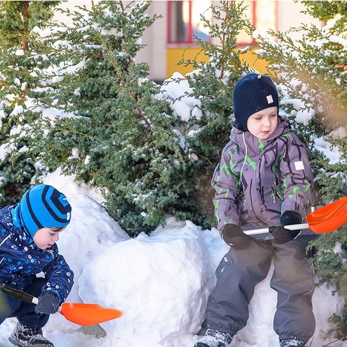 Lasnten 4 Pcs Kid's Snow Shovel Plastic Digging Lightweight Portable Beach Shovels for Kids Boys Girls Home Yard Garden Outdoor Activities Snow Removal(Orange)