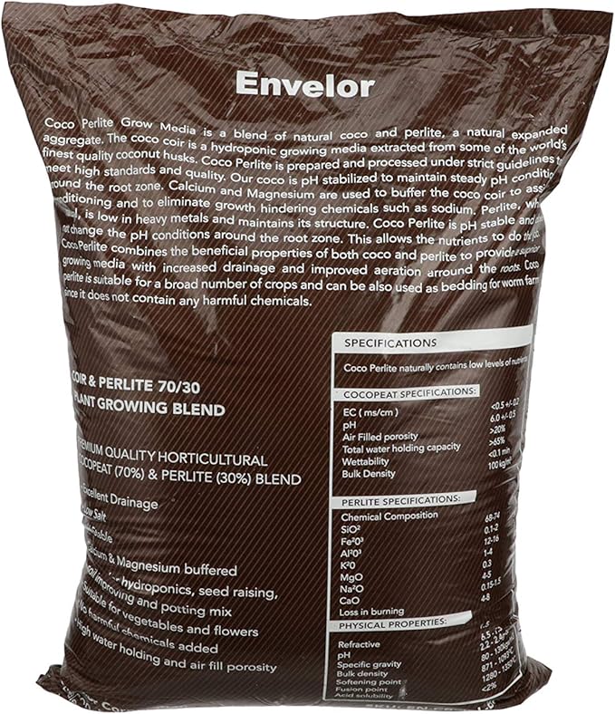 Potting Soil Mix 50 Liter Bag Envelor Indoor Plants Soil for Outdoor Plants 1.75 Cubic Feet Potting Mix Hydrated Coco Coir Perlite Mix Buffered Ready to Use Natural Plant Top Soil