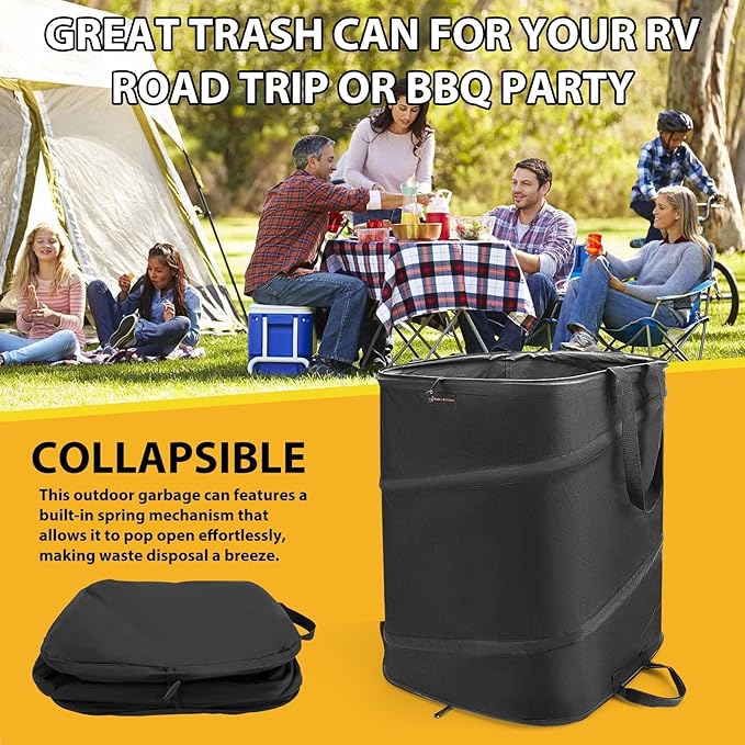 YUDI & GARDEN 46 Gallon Square Collapsible Yard Waste Bin|Collapsible Trash Can|Camping Trash Can, for Collecting Weeds or Party and Yard Waste