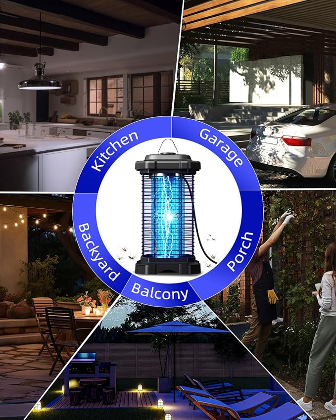 Minimoon Bug Zapper Outdoor 4000V Electric Mosquito Zapper 20w Fly Zapper for Backyard Patio Balcony Garage, IPX6 Waterproof