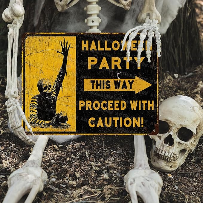 Halloween Party Zombies Vintage Sign Zombies Metal Tin Sign Halloween Decor for Home Bar Kitchen Hotel Dining Room Coffee 12x16inch