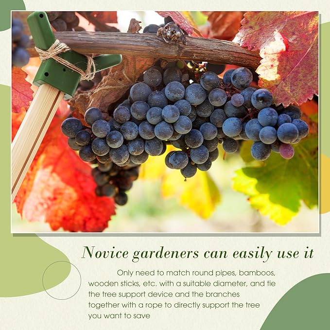 Yungyan 4 Pcs Tree Support, Plastic Fruit Tree Branch Support Device Tree Brace Prevent Them from Breaking for Vineyards Ornamental Gardens Orchards Fits on Standard 1.57 x 1.57 Inch Lumber (Green)