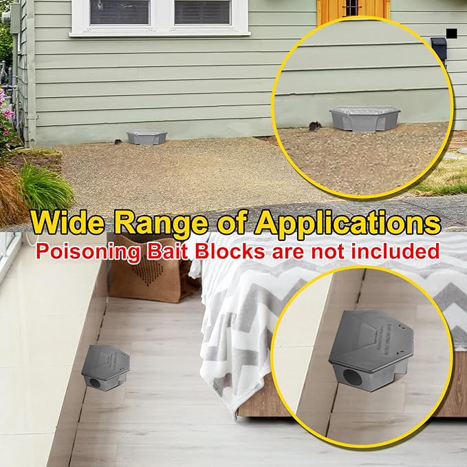 Qualirey 2 Pcs Rat Bait Station with Keys 13.58 x 8.98 x 3.35 Inch Rodent Station Rat Traps, Keeps Children and Pets Safe Indoor and Outdoor, Bait Not Included (Gray)