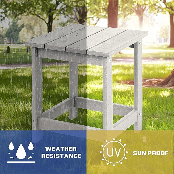 LZRS Adirondack Square Outdoor Side Table for Patio, Pool Composite Patio Table,HDPE End Tables for Backyard,Pool, Indoor Companion, Easy Maintenance & Weather Resistant(Sand)