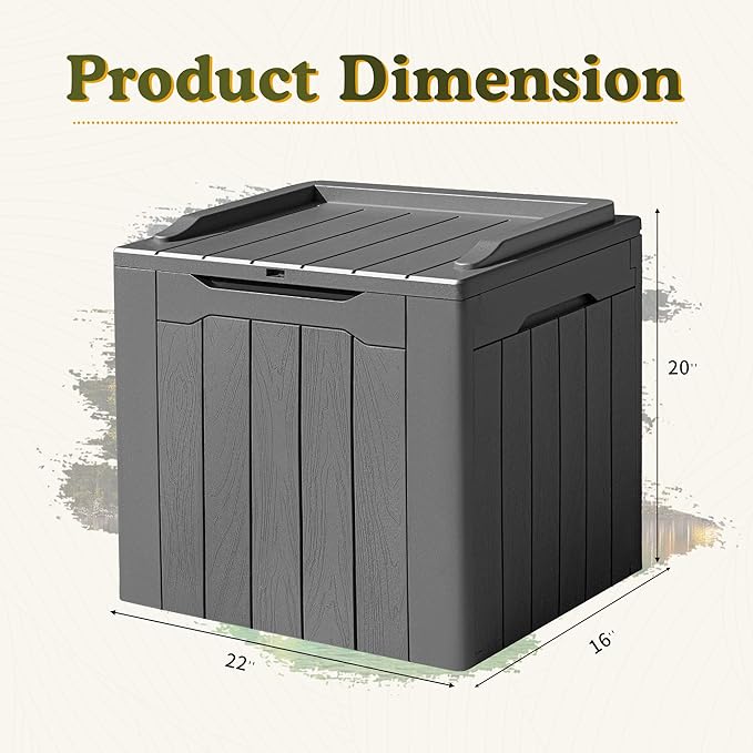 Devoko 31 Gallon Waterproof Outdoor Storage Box Resin Deck Box Lockable and UV Resistant for Patio Furniture,Garden Tools (Grey)