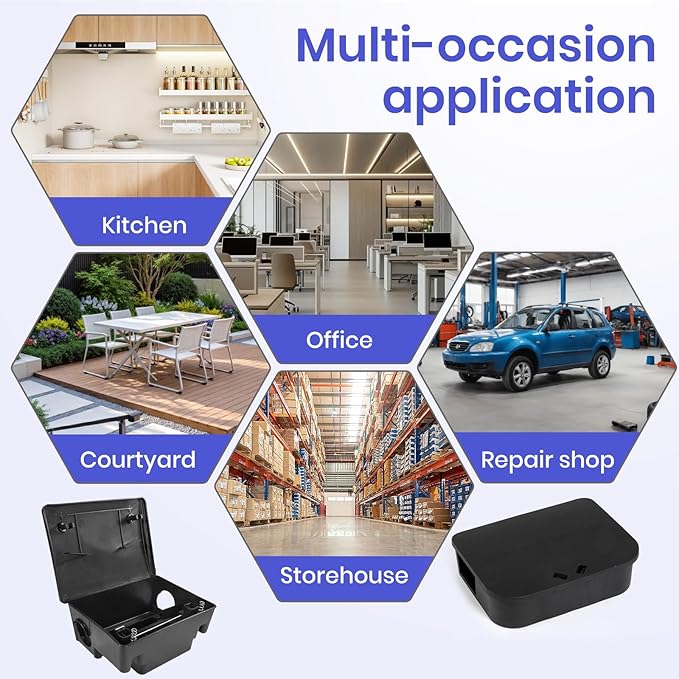 12‑Pack Key‑Required Rat Bait Stations & Mouse Bait Stations – 6 Large & 6 Compact, Lockable Weather‑Resistant Plastic for Indoor & Outdoor – Keeps Children & Pets Safe