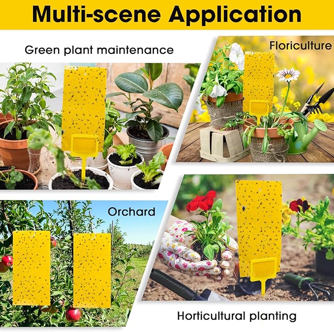 550 Pcs 7.9 x 4 Inch Sticky Traps for Plant Gnats Double Sided Sticky Traps with Twist Ties for Flying Killer Insect Indoor Outdoor Fungus Gnats, Whiteflies, Aphids (Yellow)