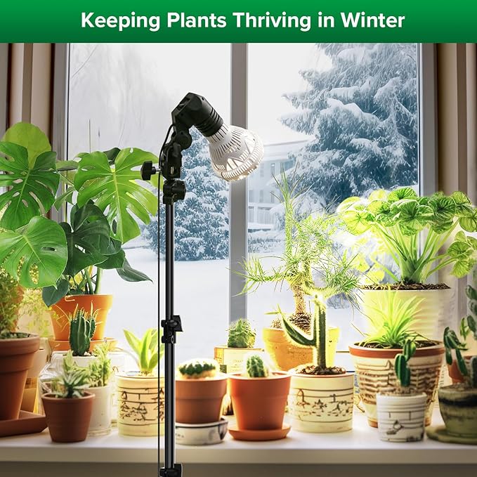 SANSI Grow Lights for Indoor Plants, 4 Dimmable Levels Br30 30W Full Spectrum Plant Lights for Indoor Growing, Tripod Stand Adjustable 30"-55" Plant Grow Light with Remote Control Auto Timer