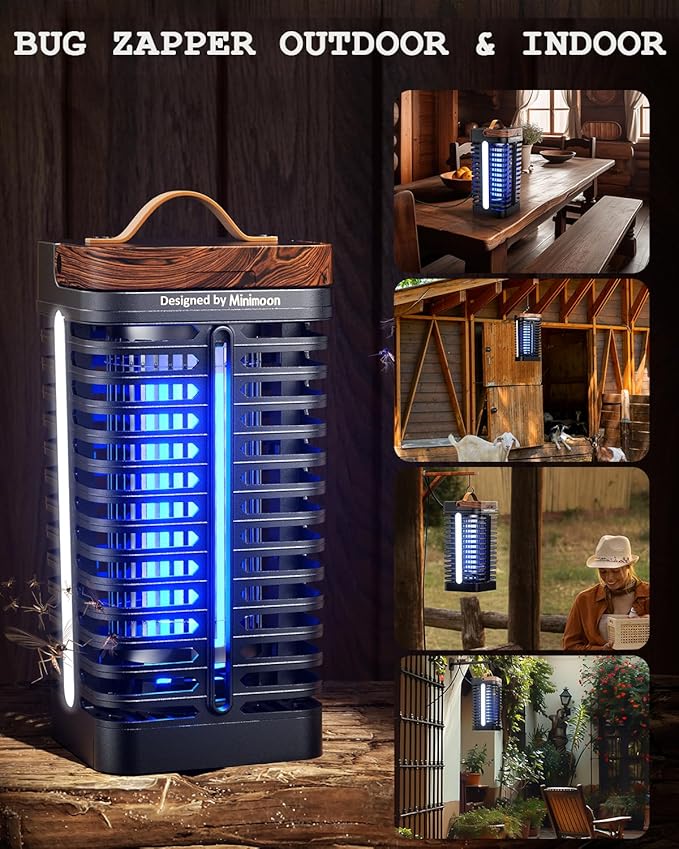 Minimoon Bug Zapper Outdoor with Dual LED Lights, 15W Mosquito Zapper 4200V Electric Fly Trap, Western Theme, IPX4 Waterproof, 5.9 Ft Cord, Fly Zapper for Backyard, Patio, Indoor