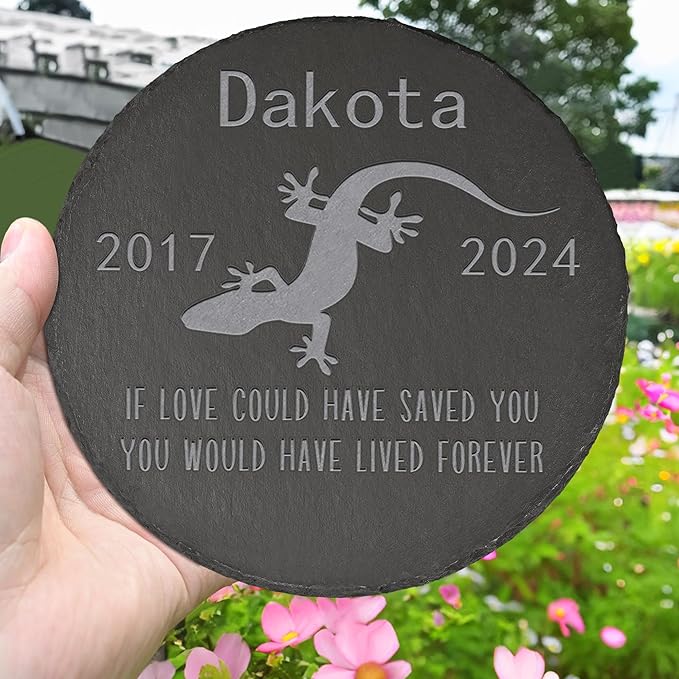 Lizard Memorial Stone Lizard Garden Statue - Lizard Memorial Gifts - Lizard Tombstone - Lizard Loss Gift - Loss of Pet Lizard - Round