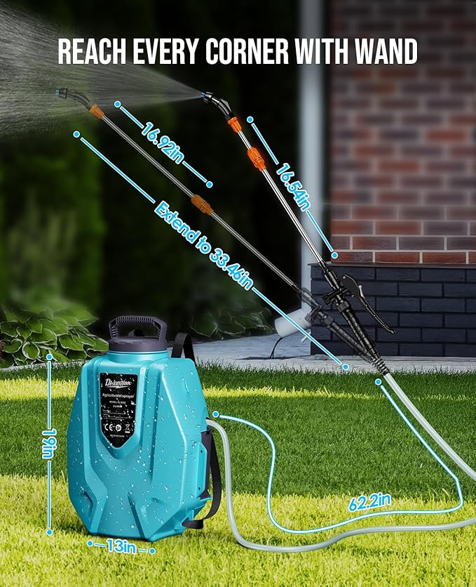 Battery Powered Backpack Sprayer 3.2 Gallon, with 7 Nozzles & Telescopic Wand, Electric Weed Sprayer for Yard, Lawn and Garden, 2x2.5Ah Rechargeable Batteries & 1x Charger Included
