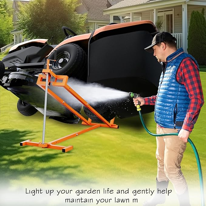 Lawn Mower Jack Lift,Upgraded Lawn Tractor Lift with 1000 lb Weight Capacity,Retractable Riding Mower Lift Installation is Simple. Easy to Store (High Carbon Steel)