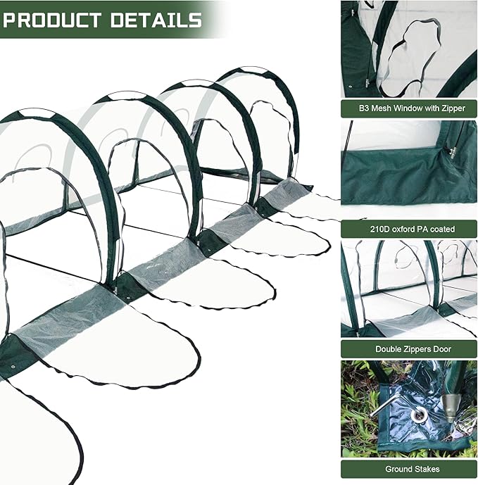 Portable PE Plastic Tunnel Greenhouse for Outdoors - Cambered Poly Transparent Long Greenhouses Clear Insulation Grow Tent Ideal for Backyards and Patio Vegetable Cultivation (5M)