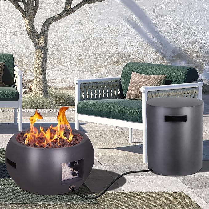 Afterglow 16" Propane Tank Cover Table, Round Tank Container Fits Standard 20 lbs Propane Tank Outdoor Gas Tank, Deck Backyard Patio, Dark Grey