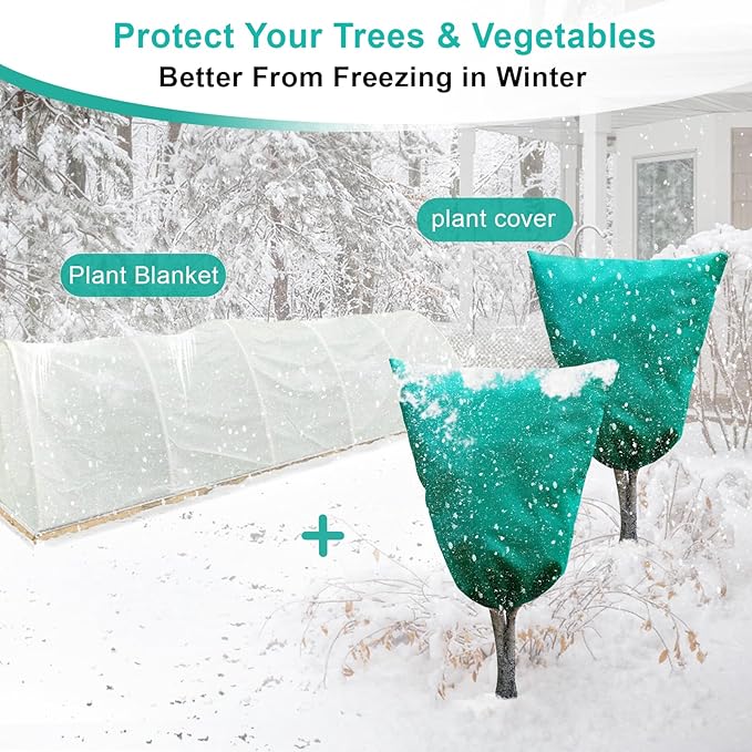 Insoma 2 Packs Plant Covers Freeze Protection 47.7" W X 71.7" H, Outdoor Plants Frost Protection Covers with Zipper & Drawstring, Frost Blankets for Tree, Shrub Potted Plants Cover in Winter