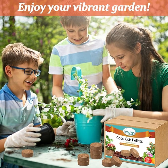 Legigo 100 Pcs 40mm Organic Coco Coir Pellets for Plants- Compressed Coconut Coir Potting Soil, Coco Fiber Pellets Coco Coir Soil for Planting, Garden, Bonsai, Herbs, Flower & Vegetables