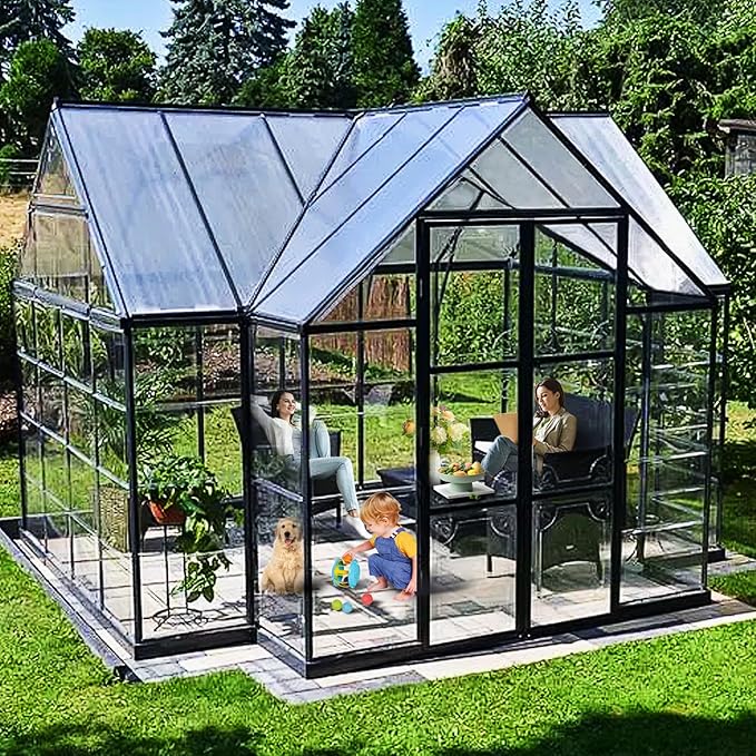 6 Pcs Polycarbonate Greenhouse Panels Waterproof UV Protected Polycarbonate Double Layer Polycarbonate Panels Sheet Corrugated Plastic for Greenhouse, Outdoor, Plant Stand Roof, clear