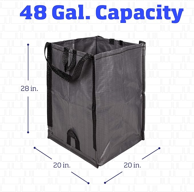 DURASACK Heavy Duty Home and Yard Bags 48-Gallon Reusable Self-Standing Lawn and Leaf Bags Garbage Can with Reinforced Handles, Multicolored, 3 Pack