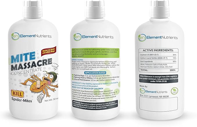 Mite Massacre 32 oz. Spider Mite Killer and Powdery Mildew Fighter - Makes 32 GALLONS of Spray …