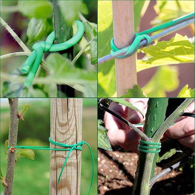 YMHB 120 Feet Green Soft Twist Tie Tomato Plant Tie, Garden Wire Green Twist Garden Ties for Supporting Plants and Home Organizing