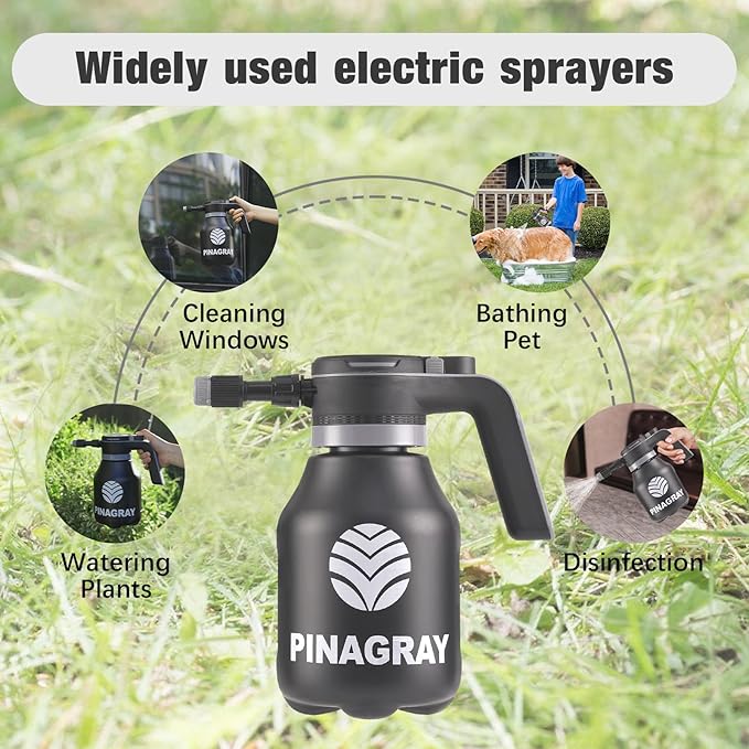 2L/0.5Gallon Electric Water Sprayer - Rechargeable Battery Powered Mister for Plants, Weeds, Cleaning & pet Cooling, Handheld Sprayer with Nozzle and Extension Wand