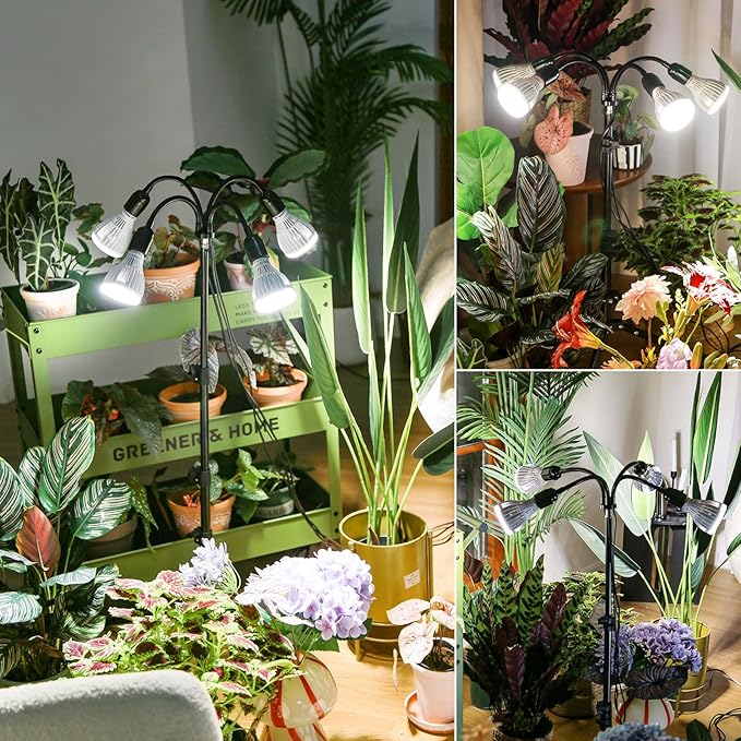 SANSI Upgraded 120W Grow Light with Adjustable Tripod Stand, 5000K 660nm Full Spectrum 900W Equiv. LED Floor Plant Light for Indoor Plants, Grow Lamp with Replaceable Bulbs for High PPFD Growing