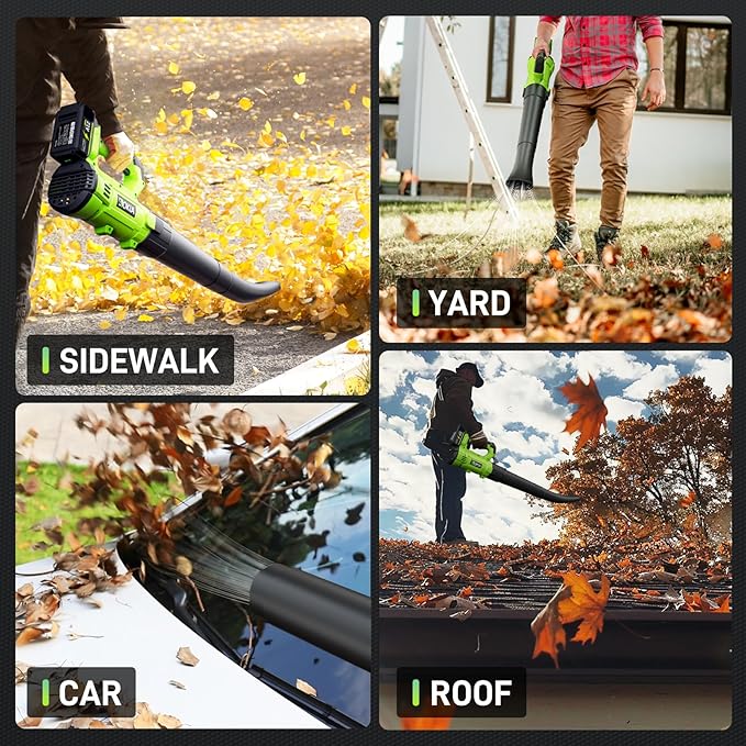 Aokia Leaf Blower, 21V Electric Cordless with Battery and Charger - 6 Speed Mode Handheld Powered Air Blower - Lightweight Leaf for Lawn Care, Patio Cleaning, Blowing Leaves and Dust