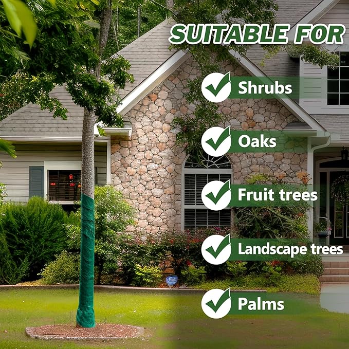 59Ft Tree Wrap(2 Pack), 3-Layer Design,4.7 Inch Width,Trunk Protector - Breathable Sunscreen Wrap for Damaged Bark & Heat Preservation - Easy to Handle & Stylish Design